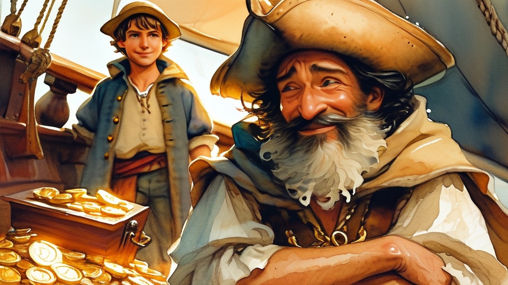 仁慈的葡萄牙船长在船上热情接待鲁滨逊，拒绝收取他的财物，还给了他八十金币