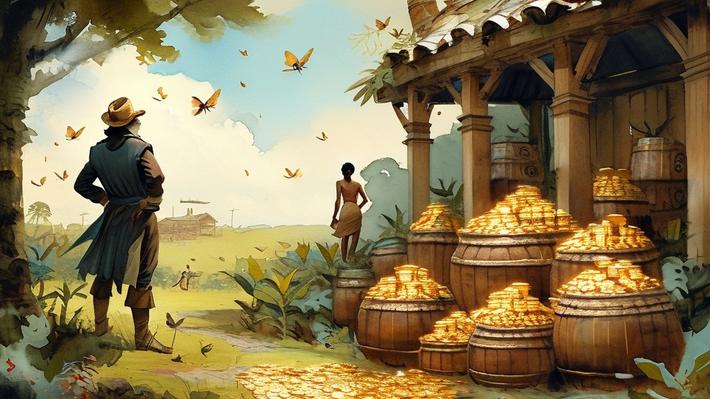 鲁滨逊的种植园大获成功，卖烟草赚了大钱，但他心中又开始充满不切实际的计划