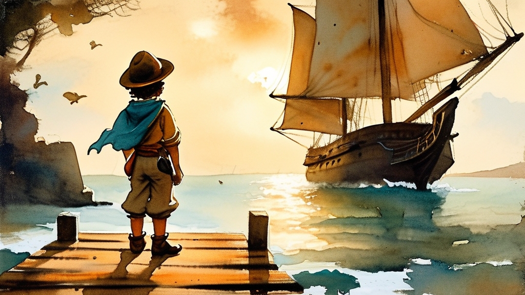 商人们邀请鲁滨逊出海做几内亚生意，鲁滨逊决定再次出发，登上开往几内亚的船